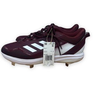 Adidas Icon‎ 7 Metal Baseball Cleats Burgundy Red White Maroon FZ1555 Size 12.5